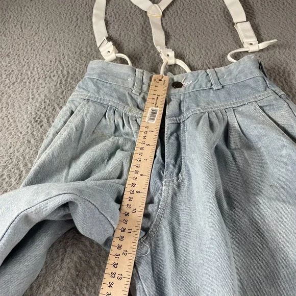 Vintage 70s Womens Pleated Jeans Suspender High Waist Fits 26x28 USA RARE *Read - Picture 8 of 15
